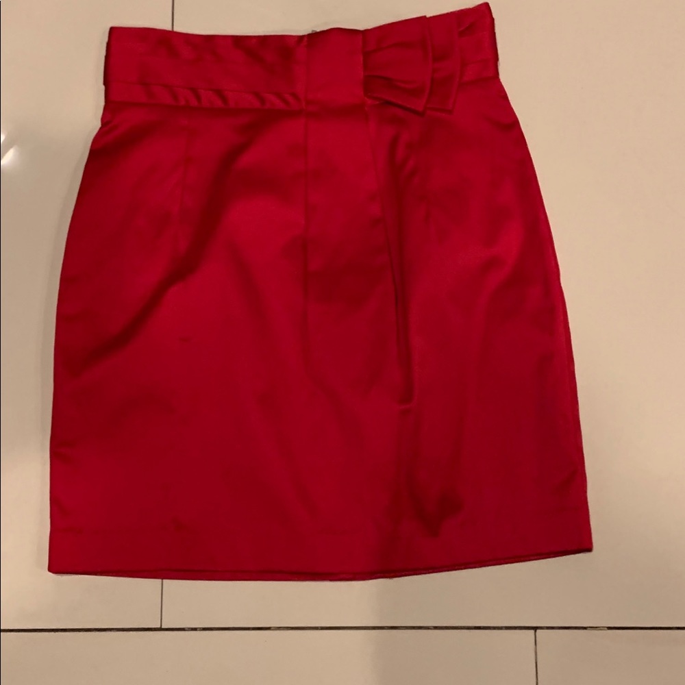 Forever 21 High Waisted Red Satin Skirt